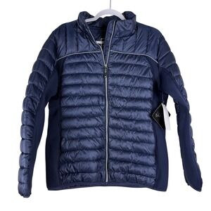 BIG CHILL Womens Size XL Navy Puffer Jacket Full Zip Packable Fall‎ Winter Mock